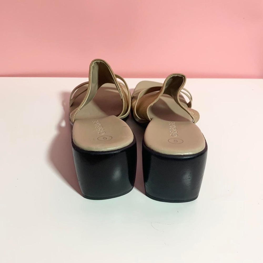 Vintage Y2K 90s nude strappy wedge platform sandals - Picture 4 of 4